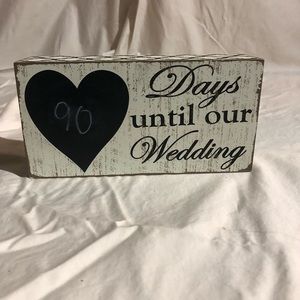 days until our wedding chalkboard hanging wood Sign White Shabby Chic
